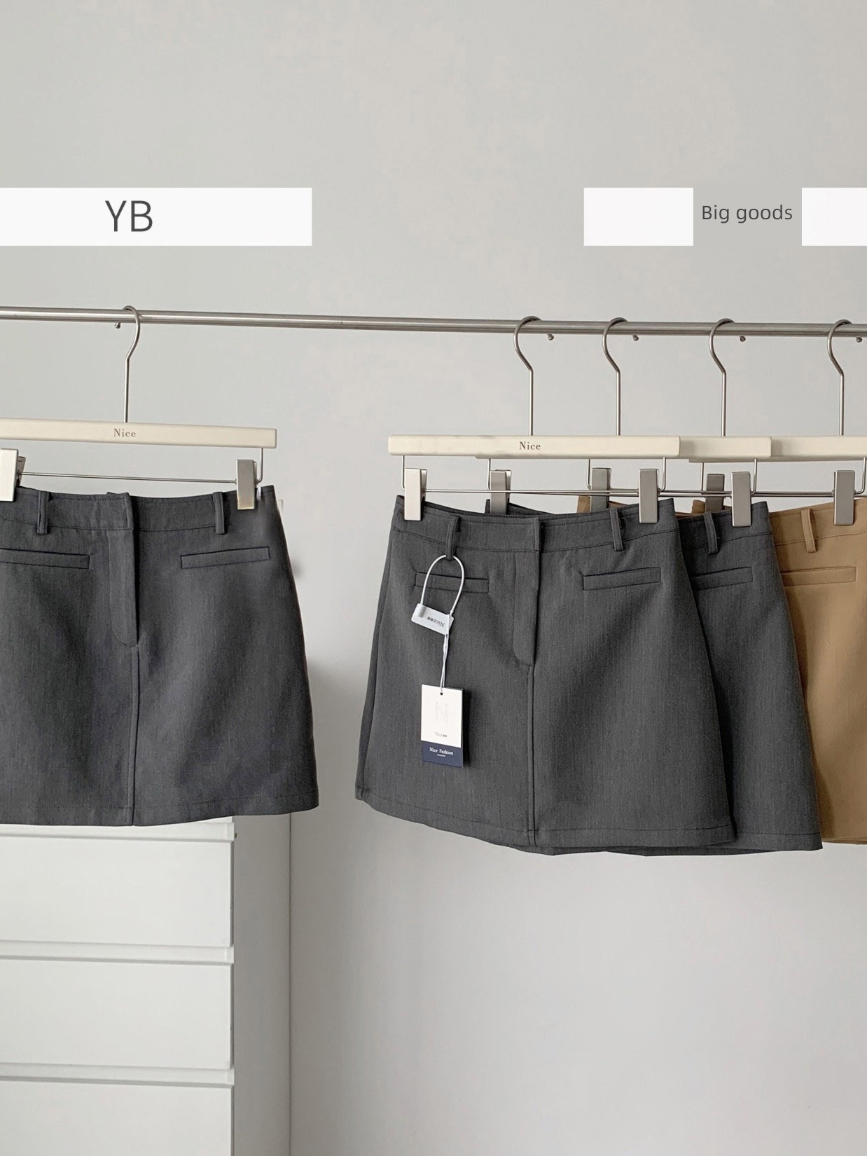 Buttocks Korean version Versatile Show thin High waist grey Mini Skirt