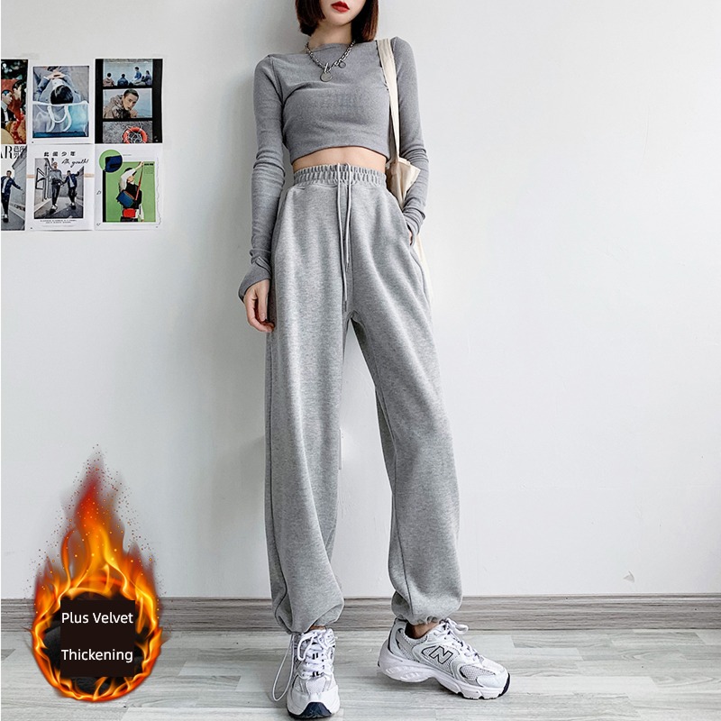 grey Women's wear thickening keep warm High waist easy Leggings