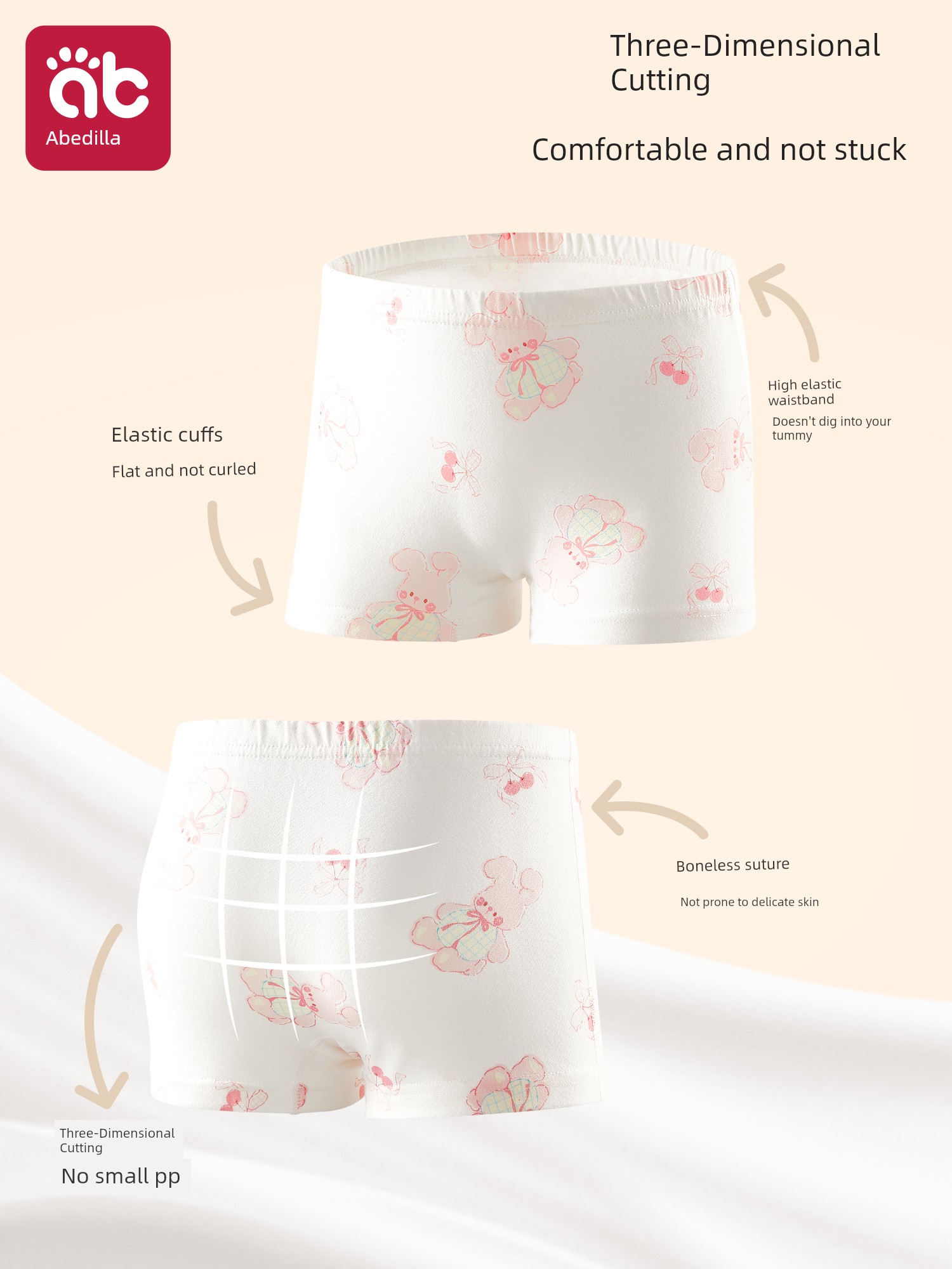 Girls' Underwear, Children's Pure Cotton, All-Cotton Crotch, Baby Girl Type A, Four-Corner Style, for Little Girls Aged 2, Non-Binding on the Bottom — 4