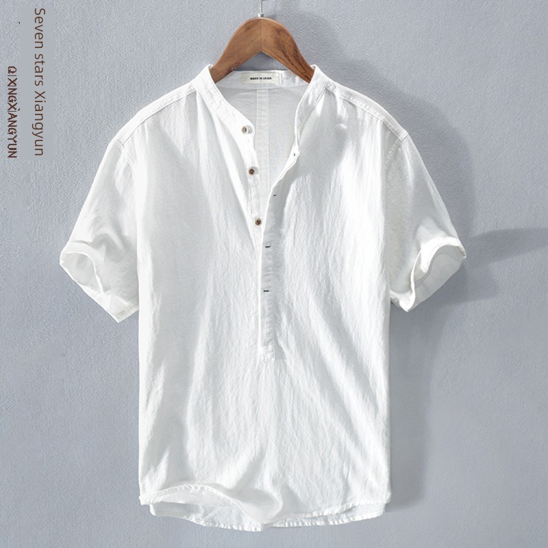 man solar system Retro stand collar leisure time Short sleeve T-shirt