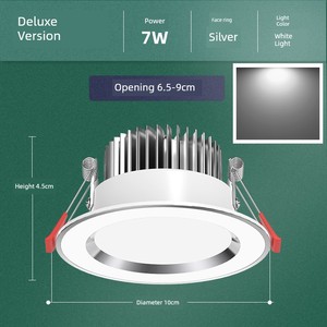 Recessed Aluminum Led Downlight for Bedroom, Living Room, Study, Dimmable Downlight with Opening 7.5cm Ceiling Downlight