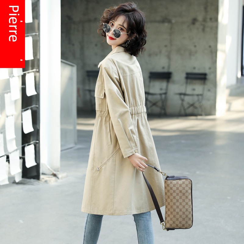 Medium and long term Casual and versatile work clothes loose coat Women Windbreaker