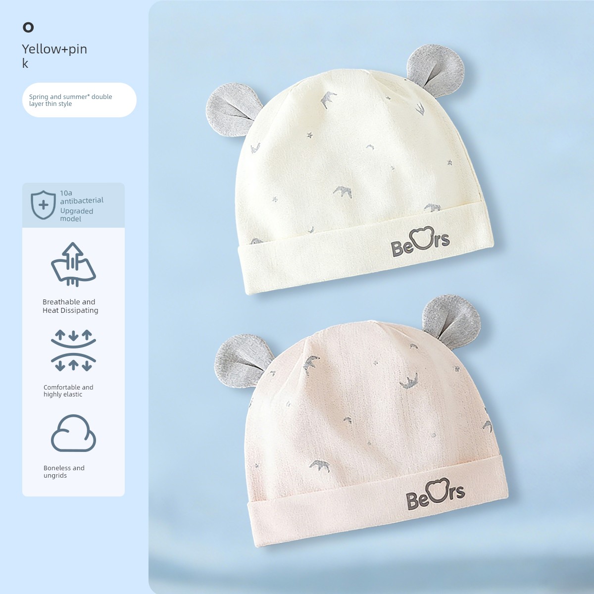 Jq Jingqi Baby Hat Summer 0-6 Months Newborn Thin Breathable Cap Newborn Baby Fontanelle Protection Cap — 6