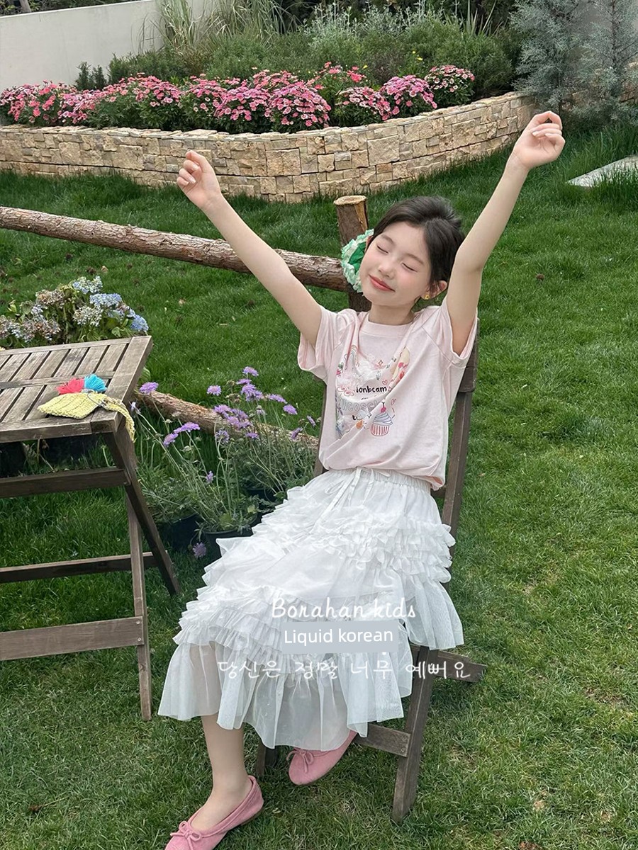 Bora Korean Girls' Sweet T-Shirt, Summer Lace Short-Sleeve Top for Girls, 2026 New Style, Pure Cotton Half-Sleeve Clothing for Older Girls — 5