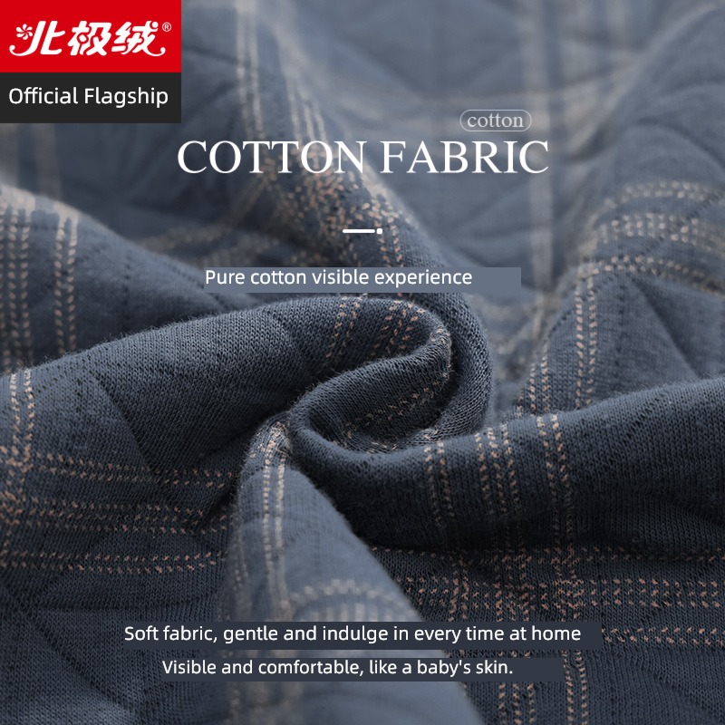 man Spring and Autumn pure cotton thickening Big size interlayer pajamas
