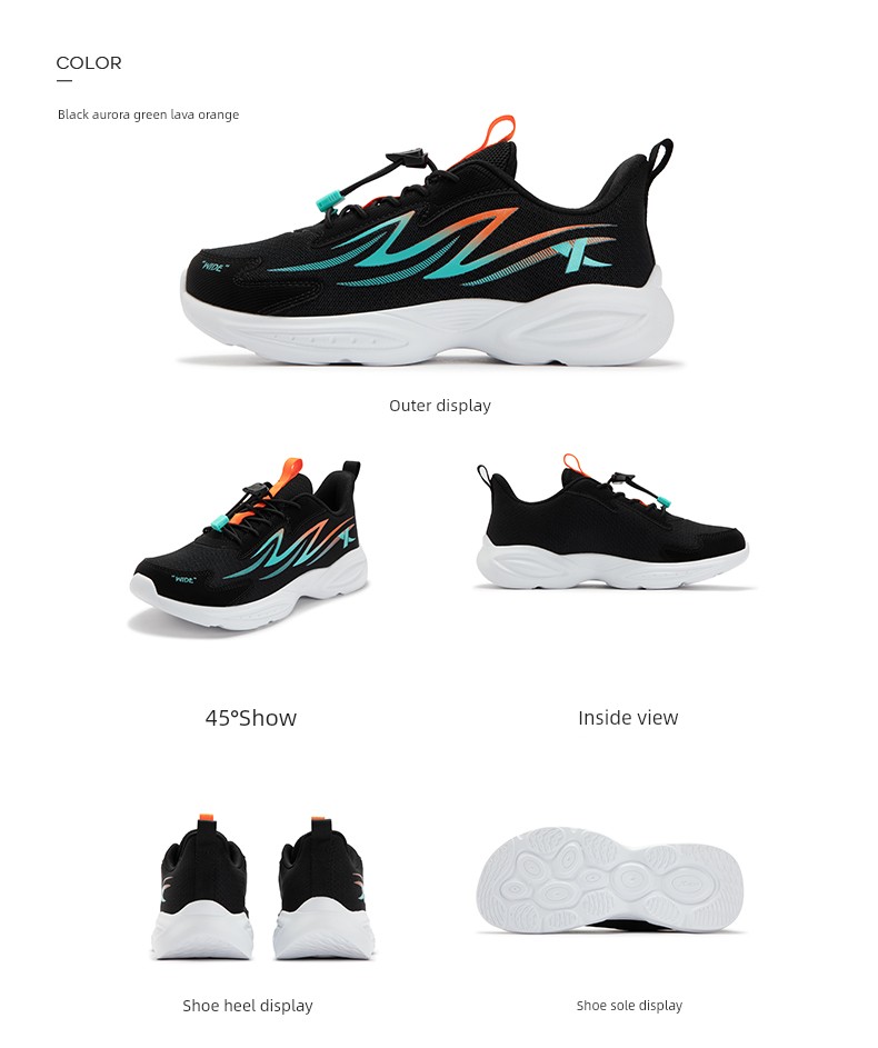 Xtep Children's Shoes Autumn New Model Boys' Sports Shoes with Buckle Breathable Mesh Running Shoes for Older Children Wide-Fit Shoes — 23
