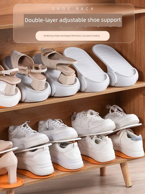 Space-saving shoe storage artifact double-layer thickened adjustable shoe rack shoe cabinet layer partition finishing shoes shoe box