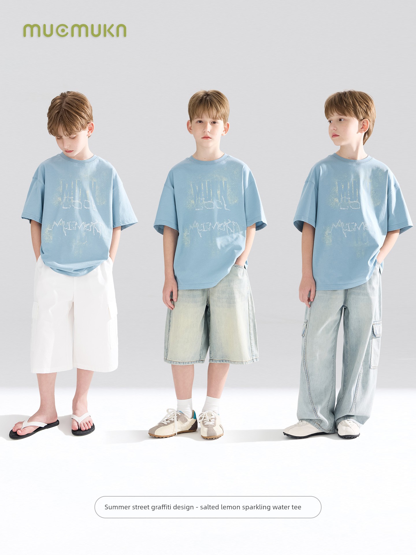 Mucmukn【Summer Graffiti】Cotton 7A Antibacterial, Cool-Feeling, Anti-Mite Printed Short-Sleeved T-Shirt for Boys and Older Children 26 Summer — 3