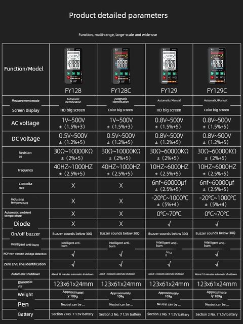 Fuyi ultra-thin multimeter digital high-precision multimeter with bracket multifunctional fully automatic portable digital display universal meter