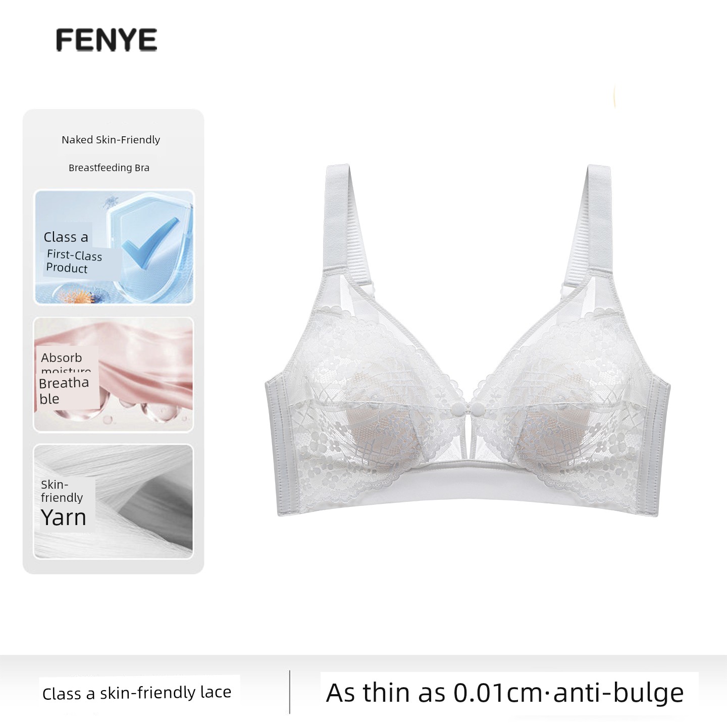 Breastfeeding Bra, Summer Thin Style, Special Anti-Sagging Front-Opening Bra for Postpartum Breastfeeding, Ultra-Thin Breathable Maternity Bra — 3