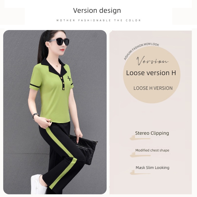 Foreign style Ice silk Short sleeve trousers leisure time Sports suit