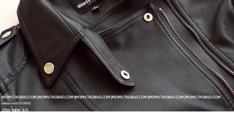 spring and autumn Korean version Lapel Locomotive clothes have cash less than that is registered in the accounts ma'am leather clothing