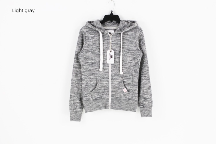 zipper Solid color spring and autumn Cotton and cashmere Cardigan loose coat Sweater
