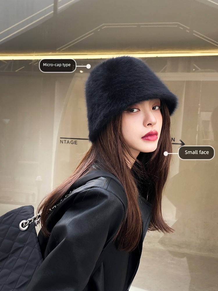 Internet celebrity Autumn and winter female solar system hairy Fisherman hat