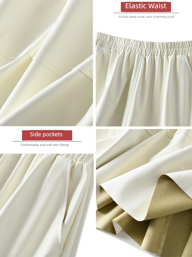 Autumn and winter Medium and long term Show thin A lady of temperament A word Leather skirt