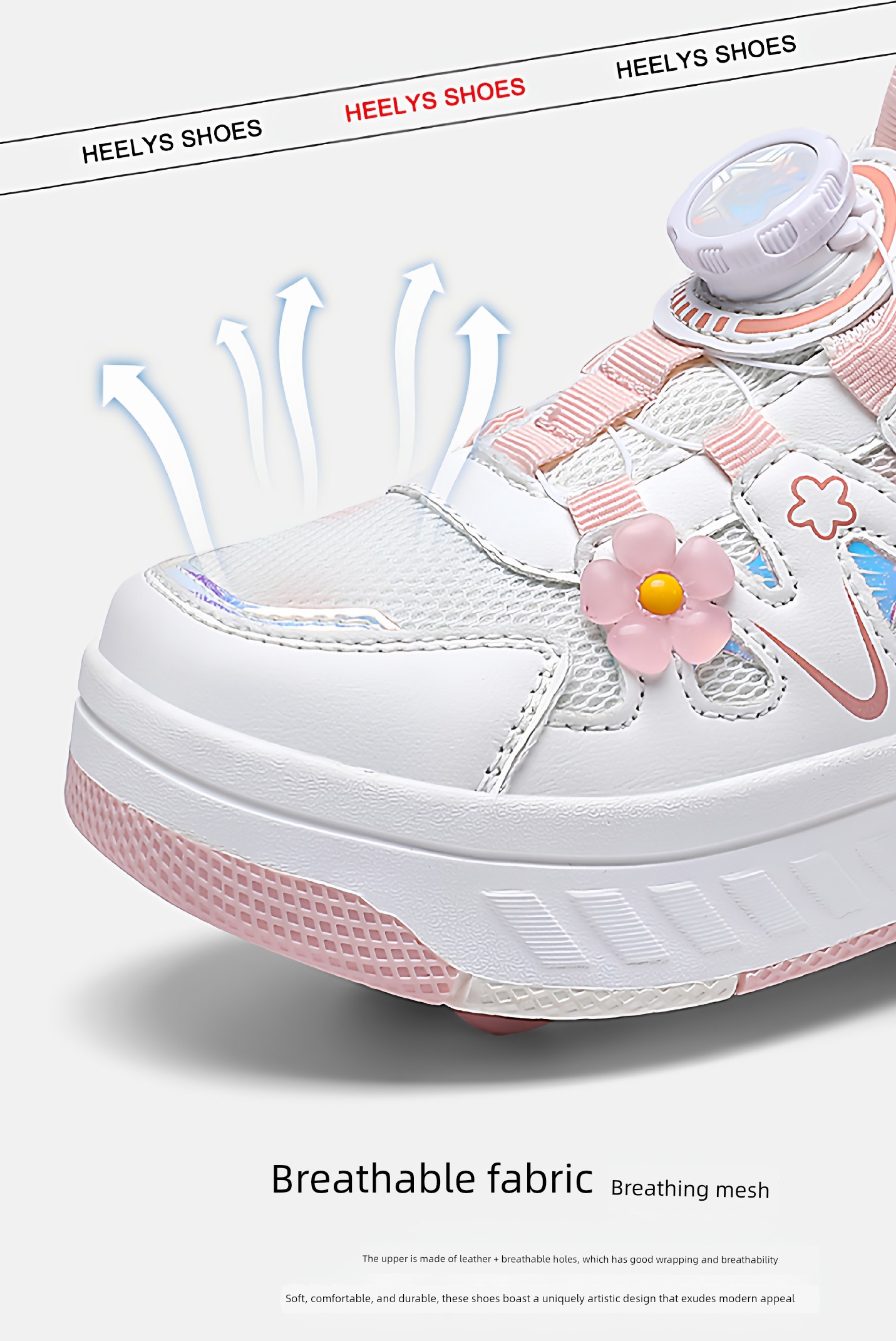Girls' White Four-Wheel Invisible Children's Mesh Breathable Roller Shoes Princess Skates for Older Kids — 7