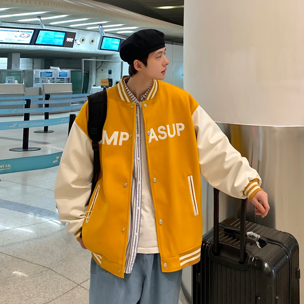 Chaopai letter autumn easy Bomb Street jacket mlb