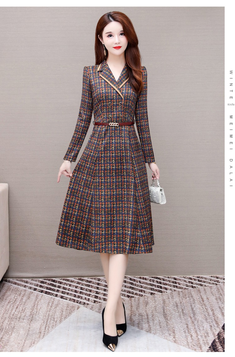 Autumn and winter Celebrity temperament Goddess Wool Dress