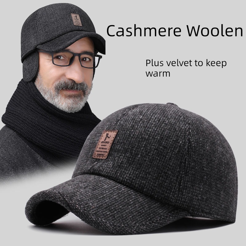 man Autumn and winter dad old man Cold proof Ear protection Hat