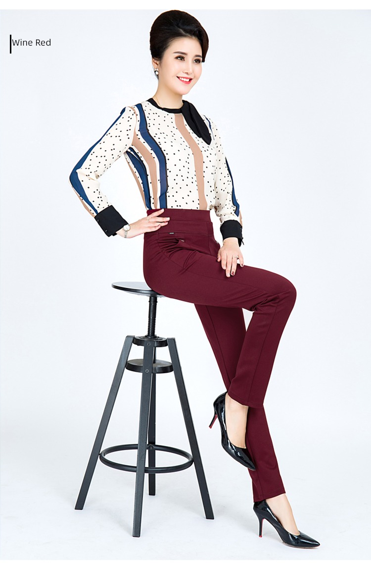 High waist elastic force spring and autumn new pattern leisure time middle age Mother dress