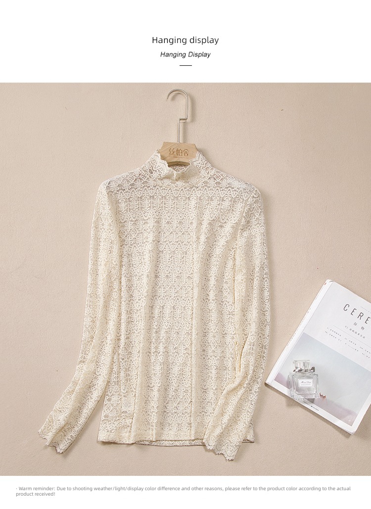 Cypress house fashion grace Half high collar Straight cylinder Lace