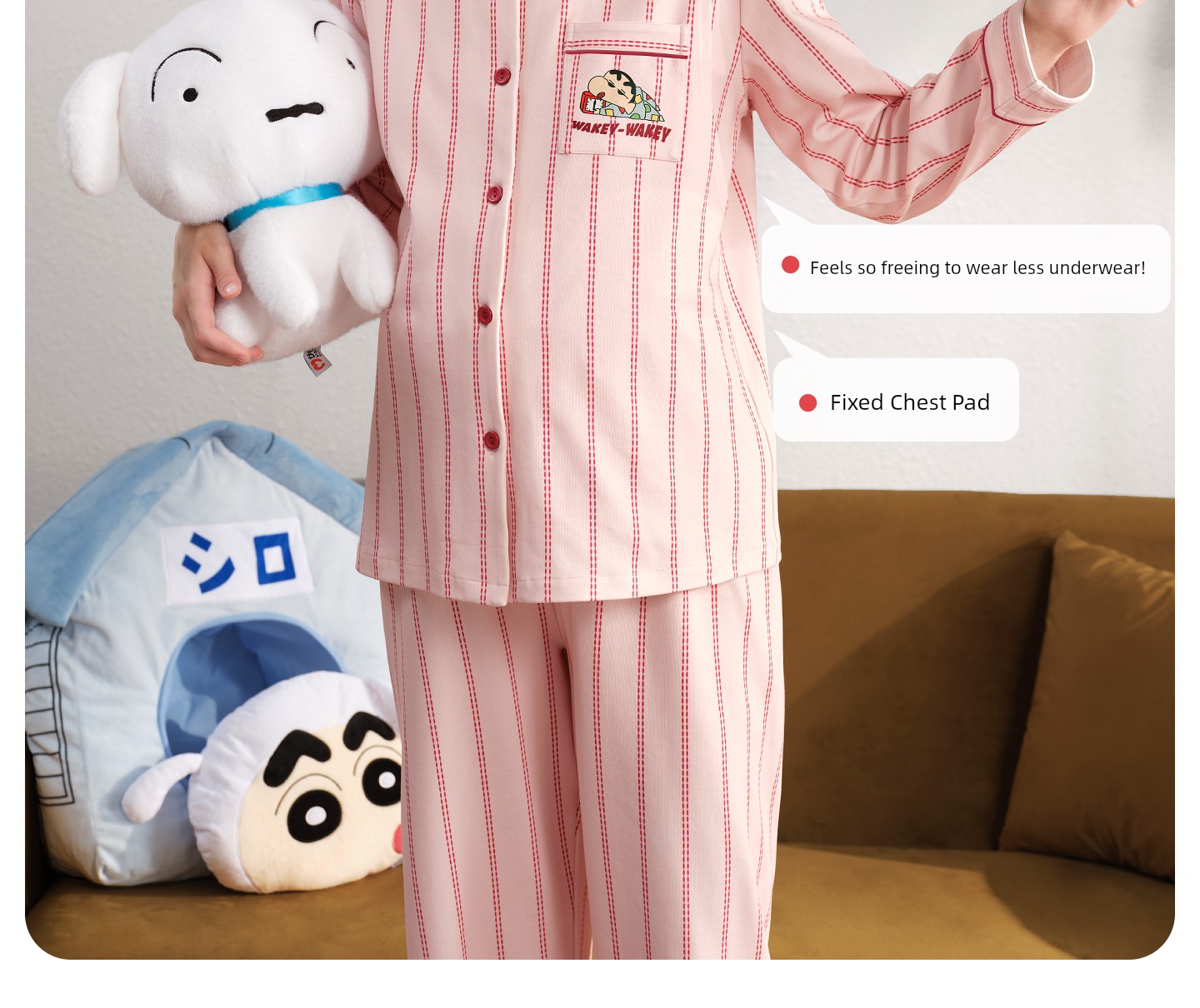 Yatemo & Crayon Shin-Chan Collaboration Cardigan Maternity Wear Autumn/Winter Nursing Pajamas for Pregnant and Postpartum Women Homewear — 11