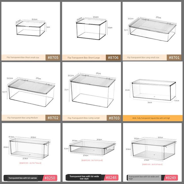 Storage box with lid storage box transparent acrylic kitchen cosmetics handy goods station snacks toys clothes book