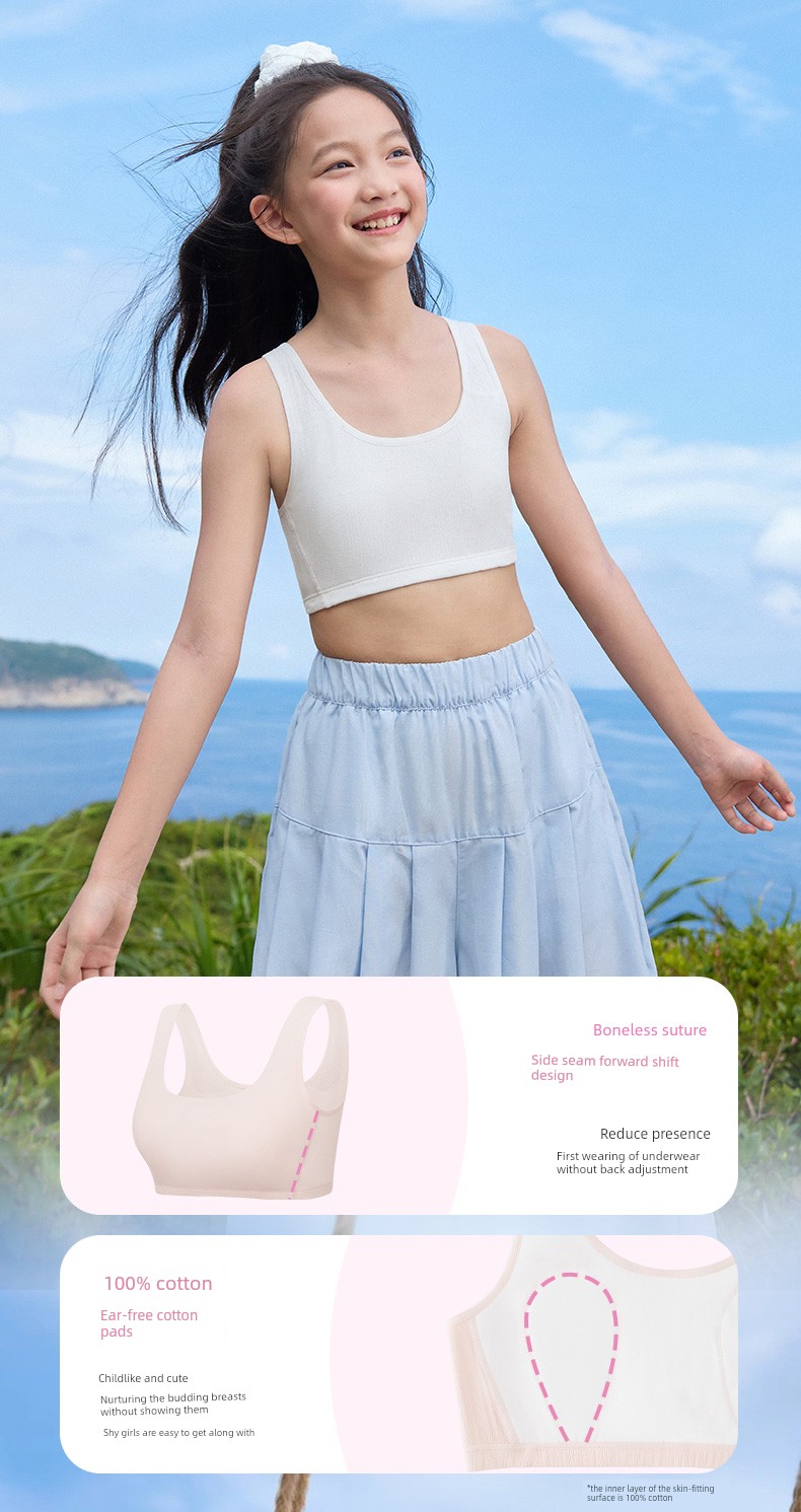 All-Cotton Era Children's Developmental Period Underwear, Girls' Bras, Girls' Vests for Primary School Students in Stage One, Two, and Three — 15