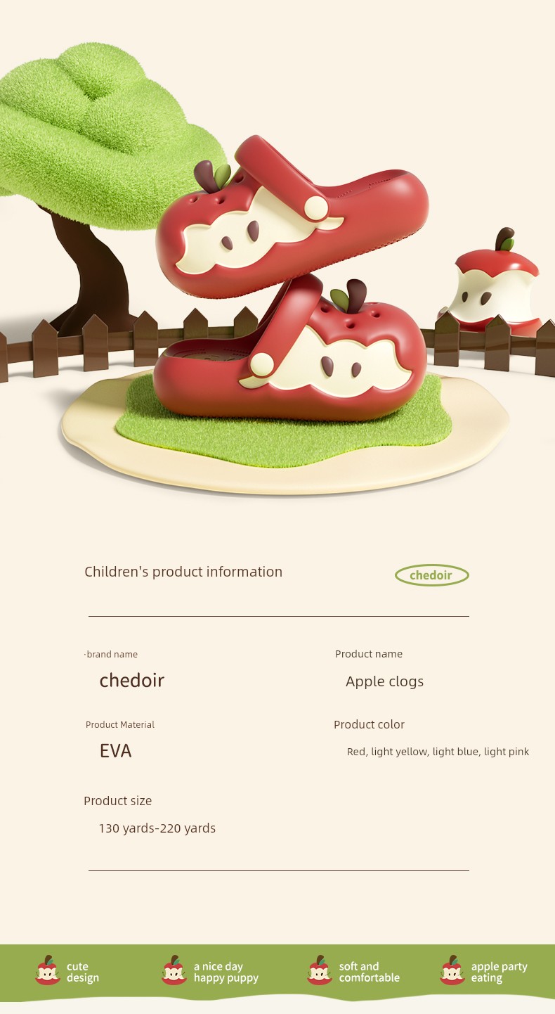 Chedoir Apple Kidsren's Clogs for Boys and Girls Summer 2026 New Style Non-Slip Kidsren's Toe-Toe Slippers for Outdoor Wear — 2