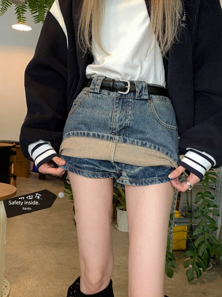 Retro one High waist Denim skirt