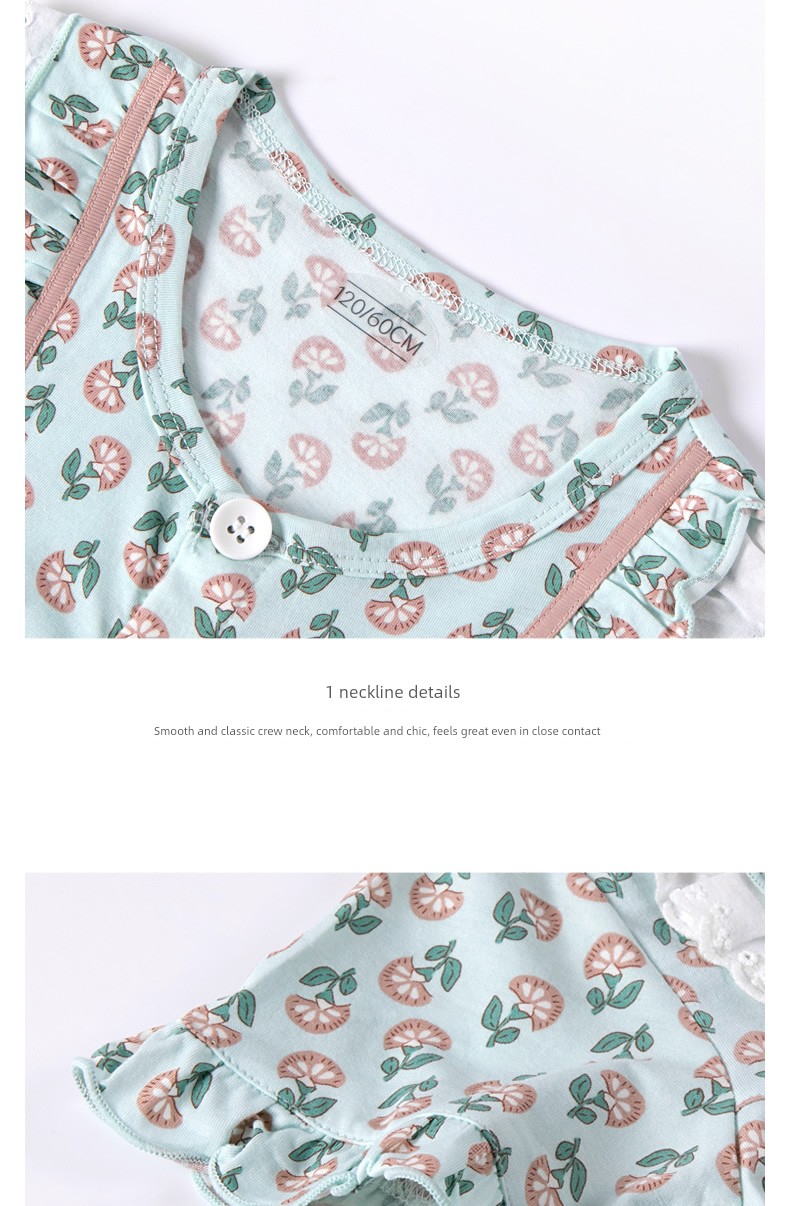 Grilizai 2026 Spring/Summer Girls' Pajamas Cute Short-Sleeve Home Set Modal Cotton Breathable Children's Homewear — 8