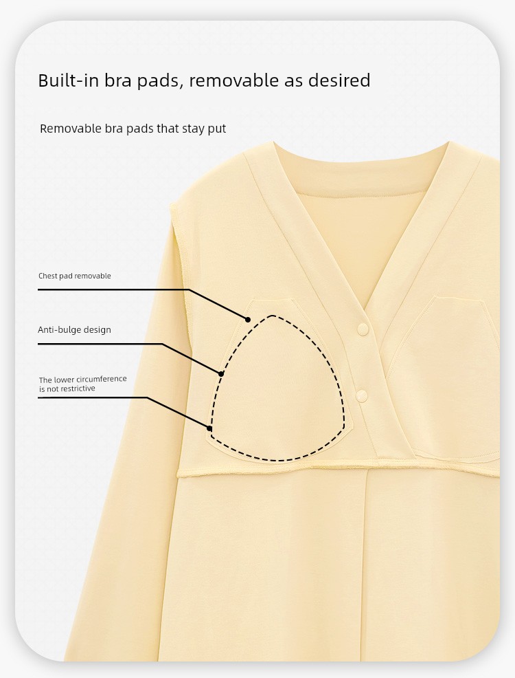 Maternity Pajamas with Breast Pads, Pure Cotton, Sweat-Absorbent, Autumn and Winter Style, Nursing Maternity Sleepwear, Summer Thin Style, Postpartum — 21