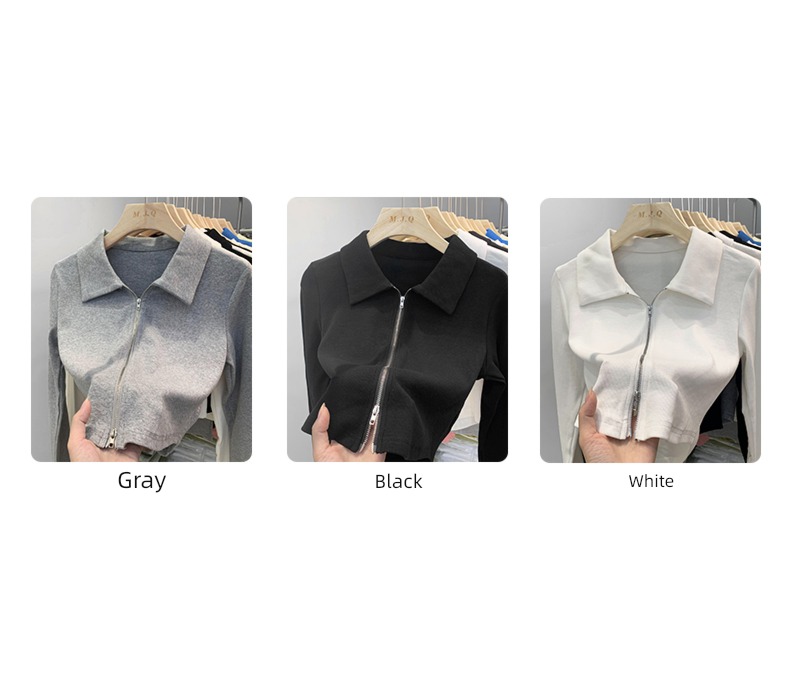 polo Minority Double zipper jacket knitting Cardigan loose coat