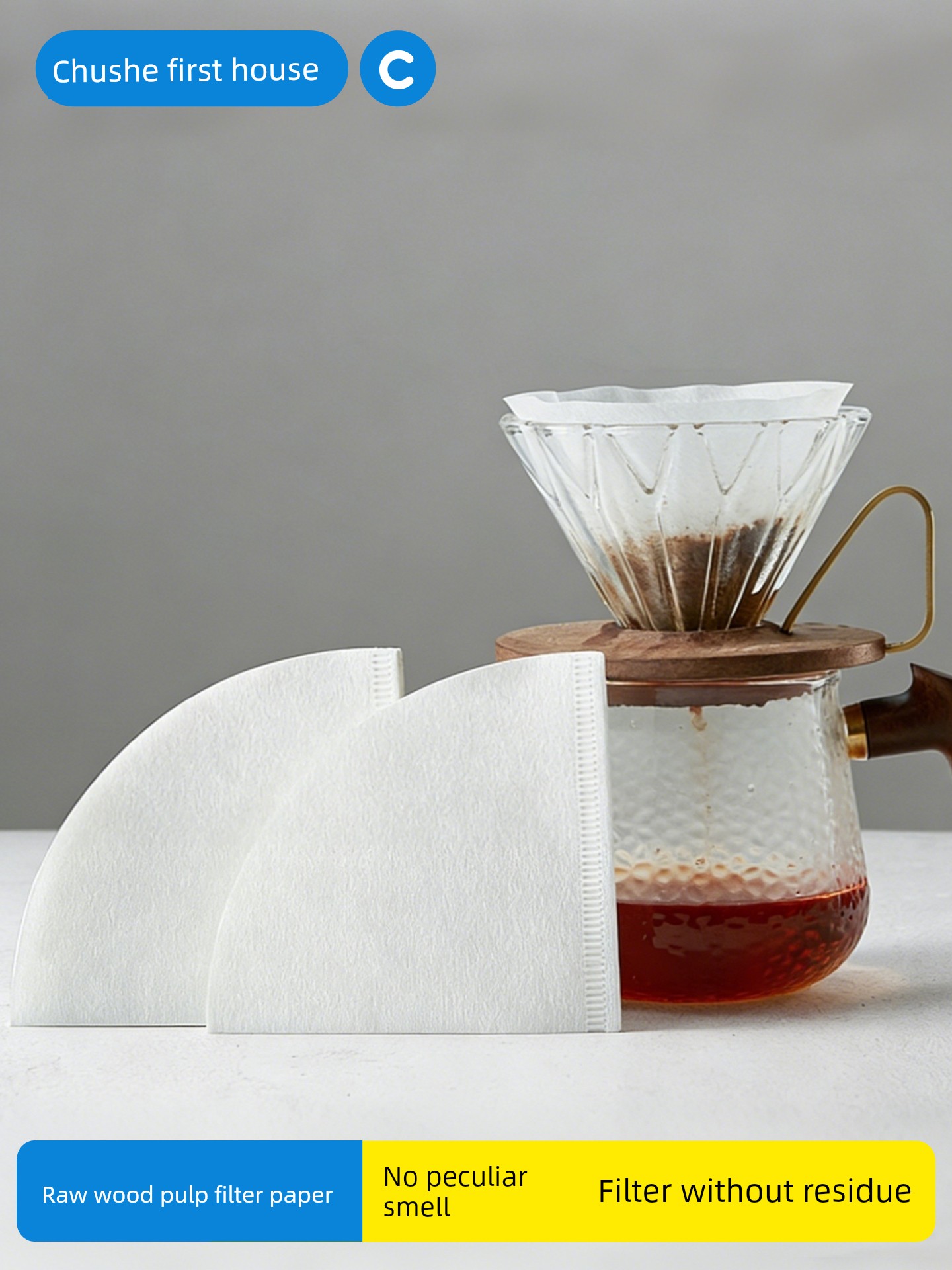 Coffee Filter Paper for Home Use, Food-Grade, Disposable Fan-Shaped Coffee Funnel Pad Paper Bag for Hand-Brewed Coffee
