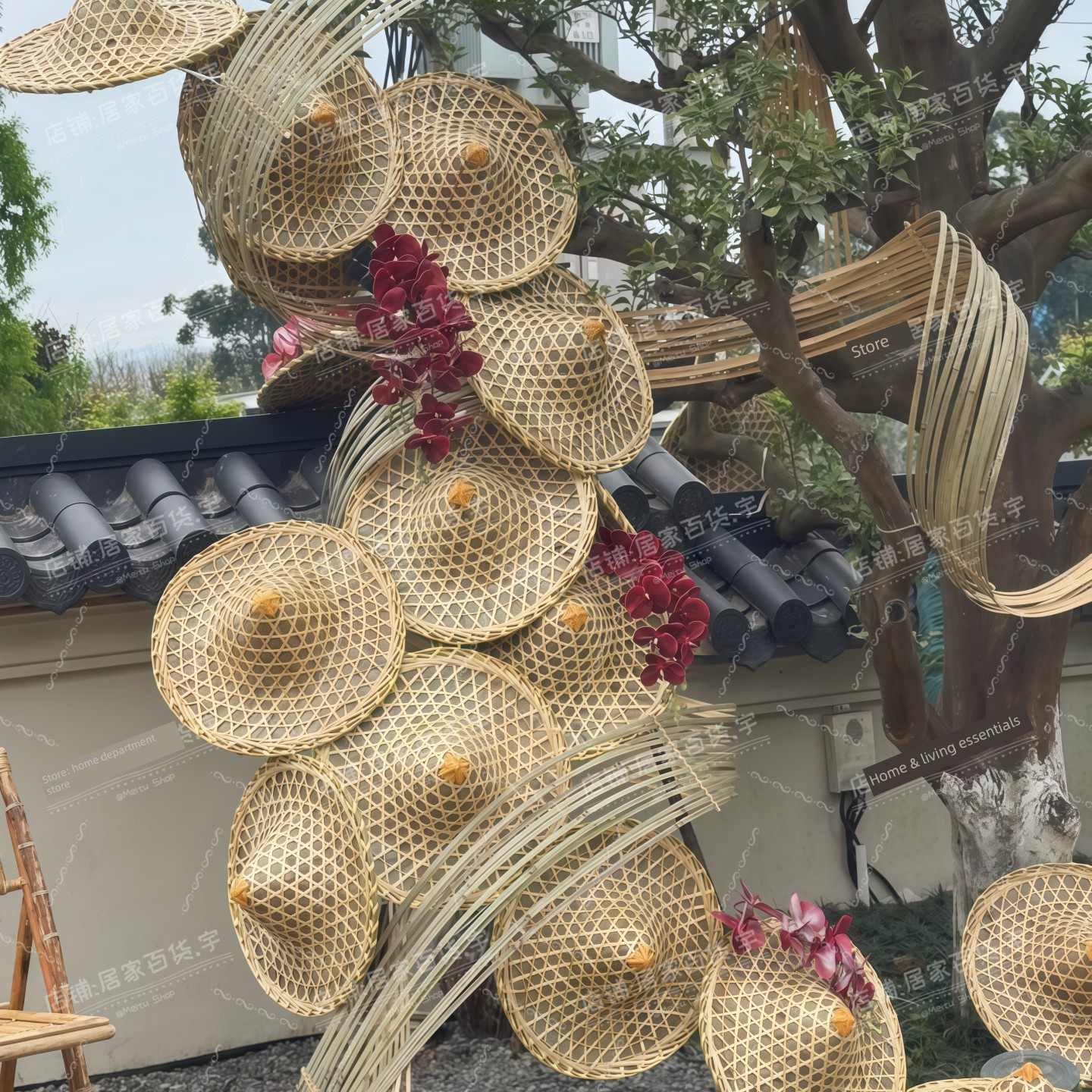 Bamboo Hat Installations, Tourist Attractions, Popular Photo Spots, Landscape Decorations, Store Displays, Clothing Store Window Displays