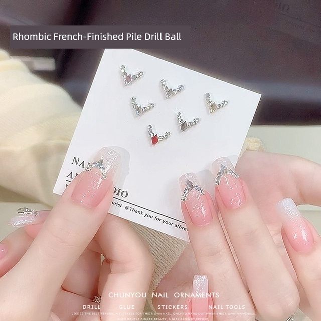 Internet celebrity new French diamond formation product stack diamond white champagne super flash flower cut pile diamond ball nail art decoration