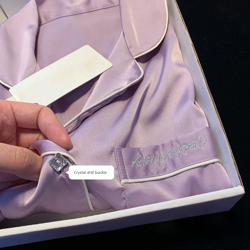 summer female Ins wind Advanced sense purple silk pajamas