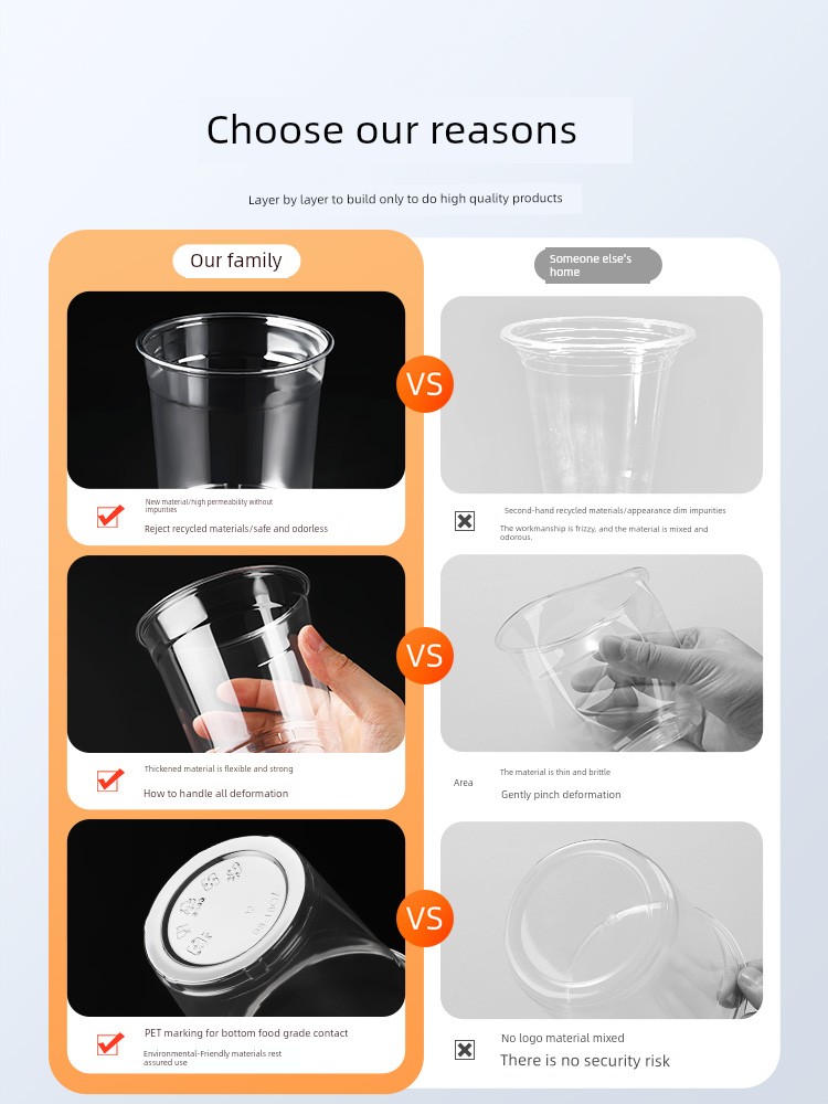 PET Packaging Commercial 500ml Milk Tea Cup with Lid