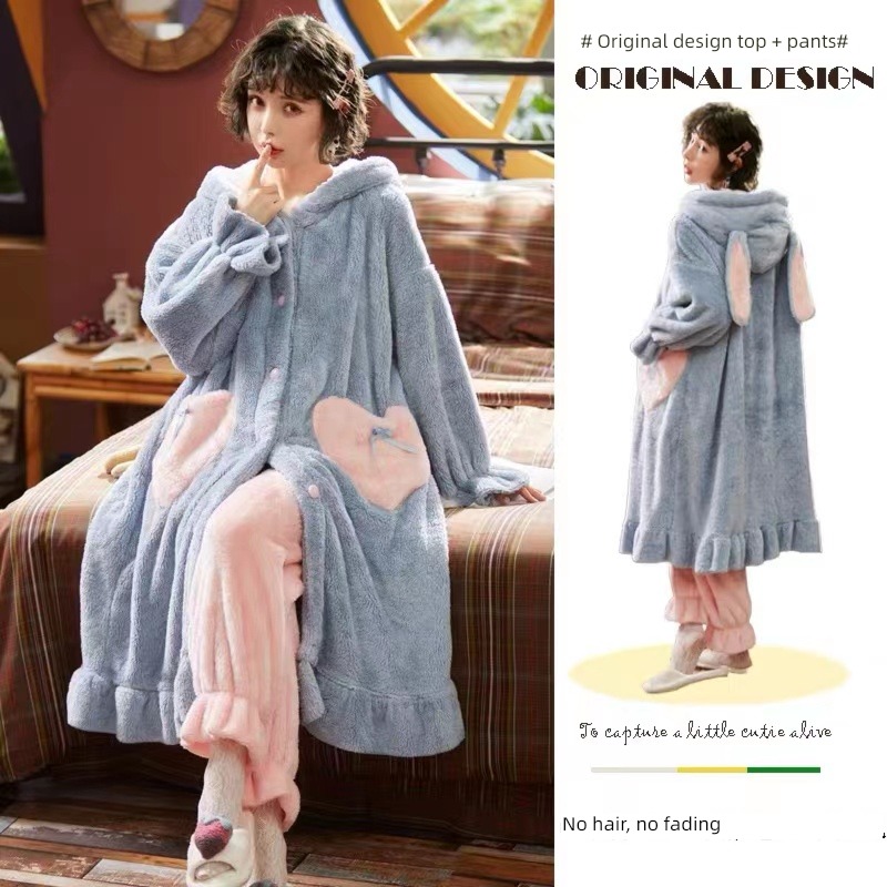 Coral velvet female autumn Advanced sense Big size lovely pajamas