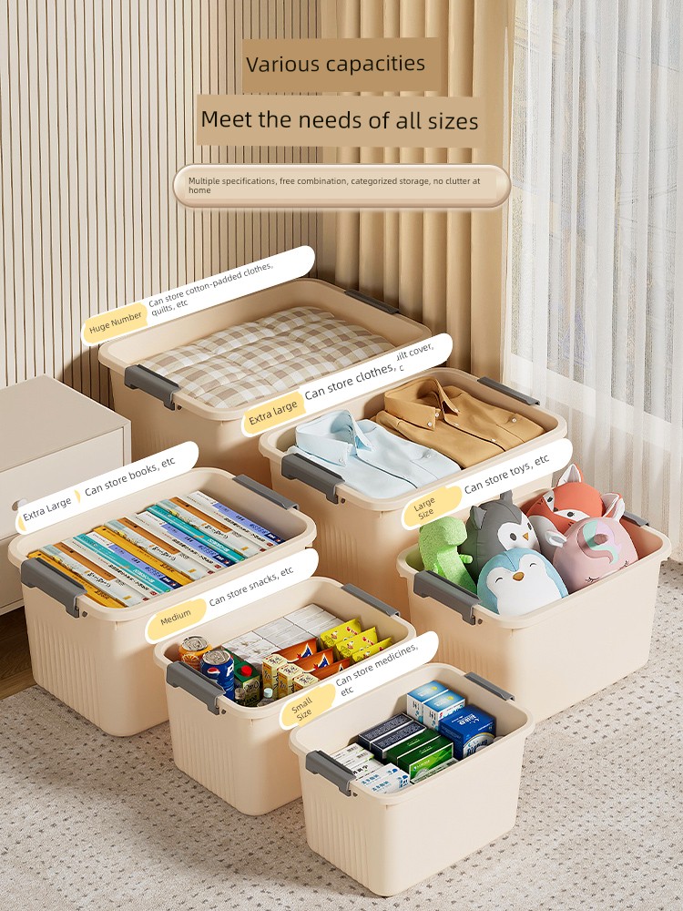 Storage Box for Household Clothes, Toys, Snacks, Books, Large Capacity, Thickened Plastic, Portable with Lid, Organizing Box