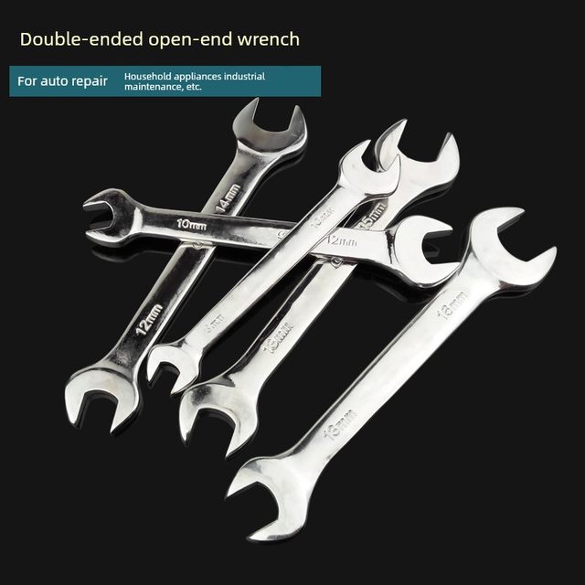 Open-end wrench double-headed wrench mirror wrench dual-purpose wrench set auto repair wrench tool 17-19