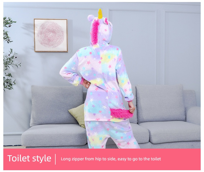 Unicorn rainbow Tianma powder blue children Conjoined pajamas
