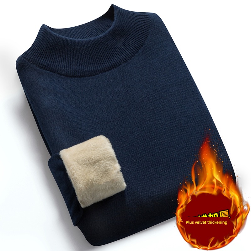 winter Plush keep warm pure cotton trend Half high collar sweater
