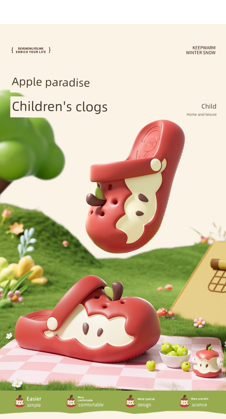 Chedoir Apple Kidsren's Clogs for Boys and Girls Summer 2026 New Style Non-Slip Kidsren's Toe-Toe Slippers for Outdoor Wear — 1