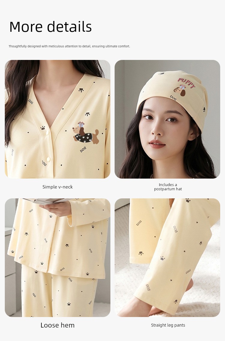 [Free Hat] Pure Cotton Nursing and Postpartum Clothing for Autumn and Winter, Suitable for Spring and Autumn, Non-Tightening Maternity Loungewear — 13