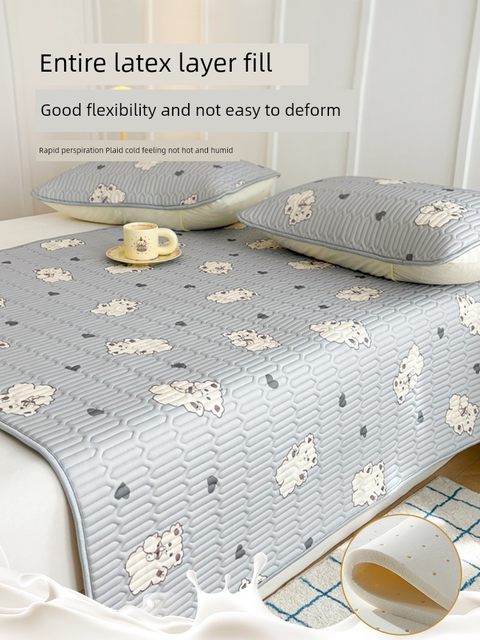 Summer latex mat three-piece set sheet ice silk mattress machine wash student dormitory single soft mattress household