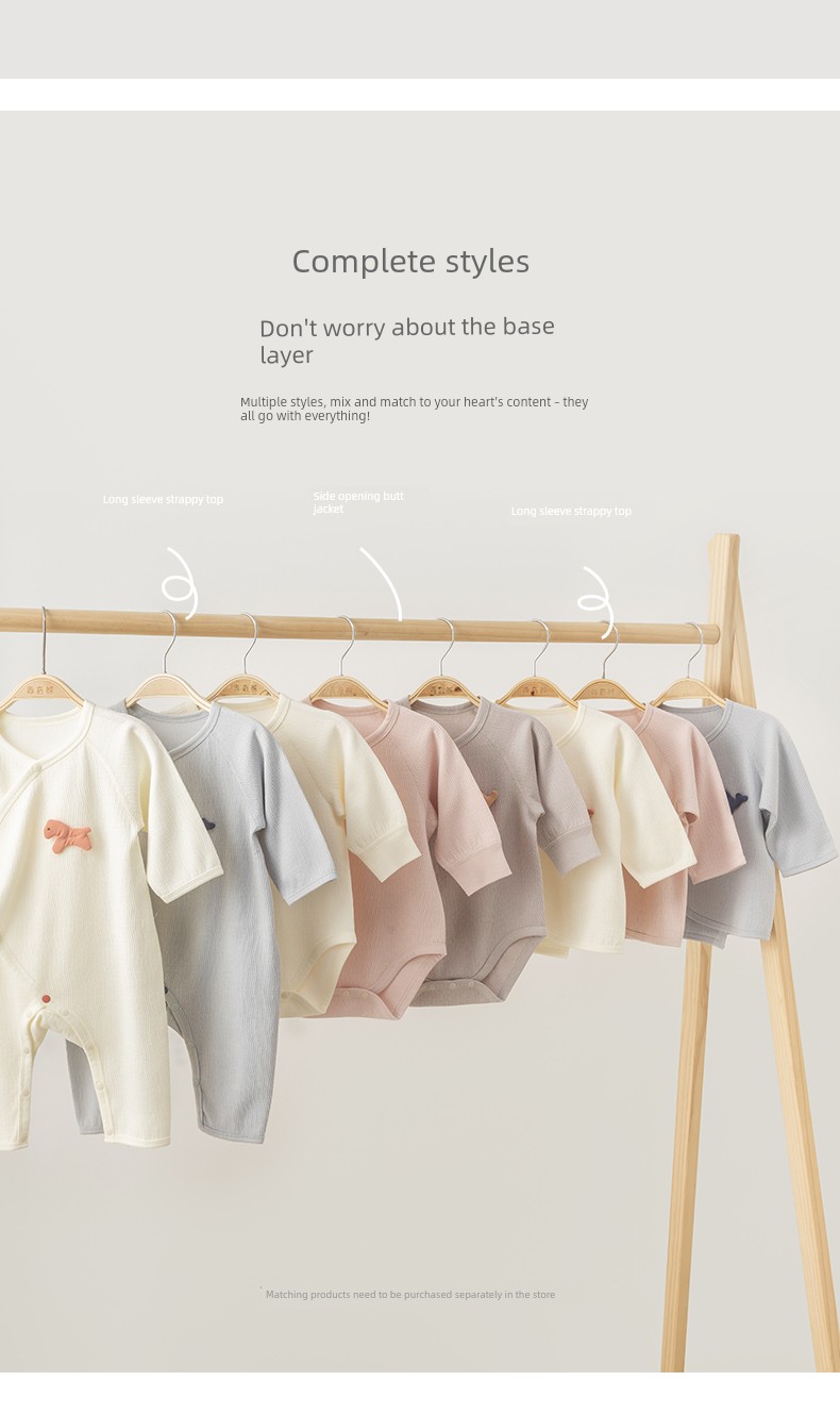 Guiqi Bear Newborn Long-Sleeve Tie-Up Top Spring and Autumn Newborn Baby Monk Clothes Seamless Pure Cotton Infant Delivery Room — 8
