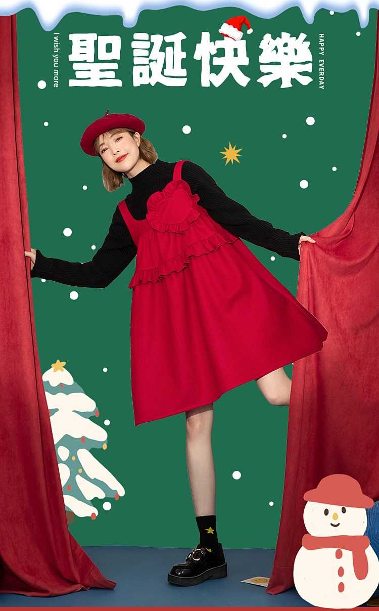fold Wool Autumn style Sweet A-line skirt lace
