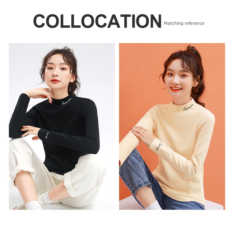 Mizi banner knitting jacket Undershirt ins Long sleeve T-shirt