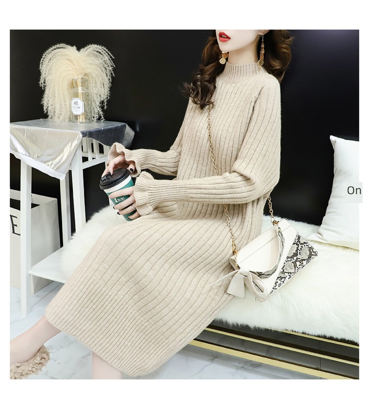 Autumn and winter Plush thickening Inner lap Undershirt Wool dress